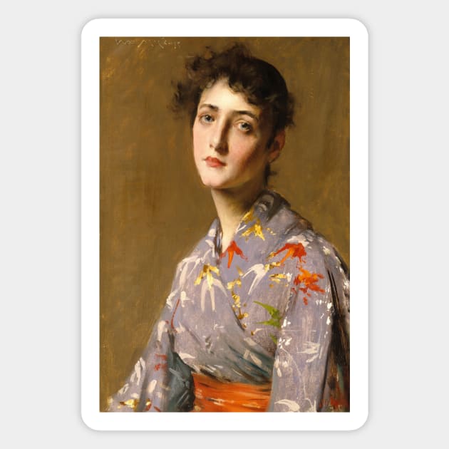 Girl in a Japanese Costume by William Merritt Chase Magnet by Classic Art Stall